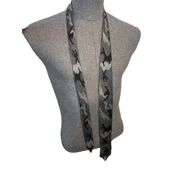 Valentino Camo Jacquard Silk Tie Gray New